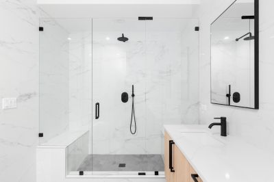 Corner Shower with Black Frame